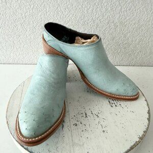 Lane Plain Jane Mule Womens Blue Ostrich Leather Cowboy Boots Western Size  7.5